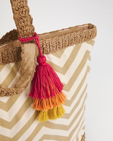 Natural Raffia Chevron Beach Bag