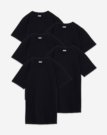 5 Pack Black Crew Neck T-Shirts Long