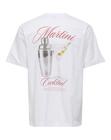 Only & Sons Martini Back Graphic T-Shirt - White
