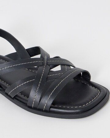 Sedona Contast Stitch Leather Strappy Flat Sandals - Wide Fit (E)