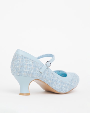 Joe Browns Blue Heeled Tweed Mary Jane -Wide Fit (E)