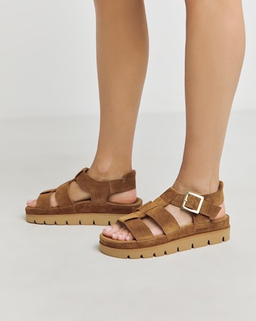 Sakura Fisherman Suede Flatform Sandals - Wide Fit (E)