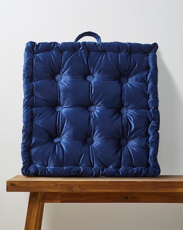 Velvet Padded Seat Cushion - Navy