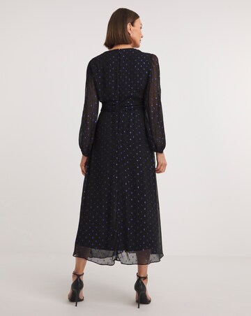 Whistles Metallic Dobby Midi Dress