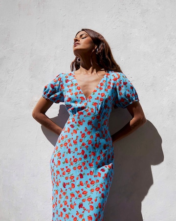 Ro&Zo Red Tulip Print Moroccan Dress