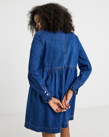 Mid Wash Frill Collar Denim Mini Dress