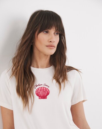 Chelsea Peers Jersey Serena Bay Shell Oversized T Shirt And Shorts Pyjama Set