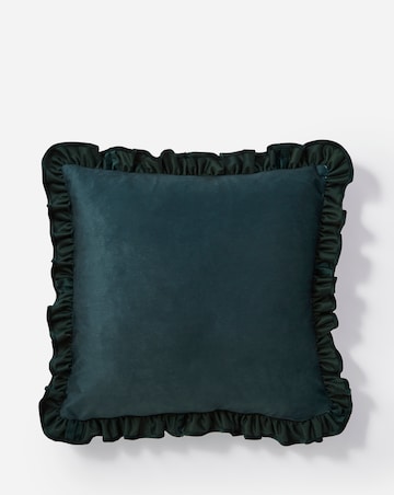 Ditsy Floral Velvet Cushion with Ruffled Edges