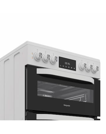 Hotpoint HTE6VDCW 60cm Electric Twin Cooker with Multiflow - White