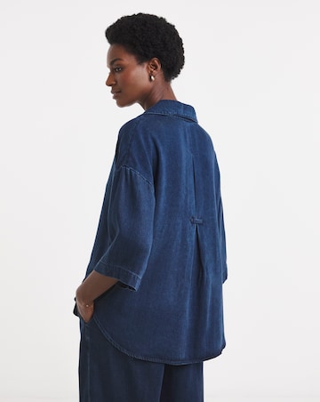 Blue Lyocell Denim Short Sleeve Shirt