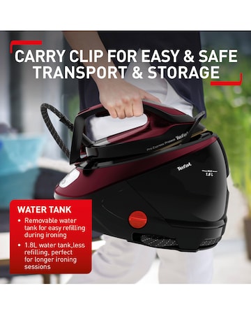Tefal Steam Generator Iron 1.8L 7.5 Bar Pro Express Protect Black & Burgandy