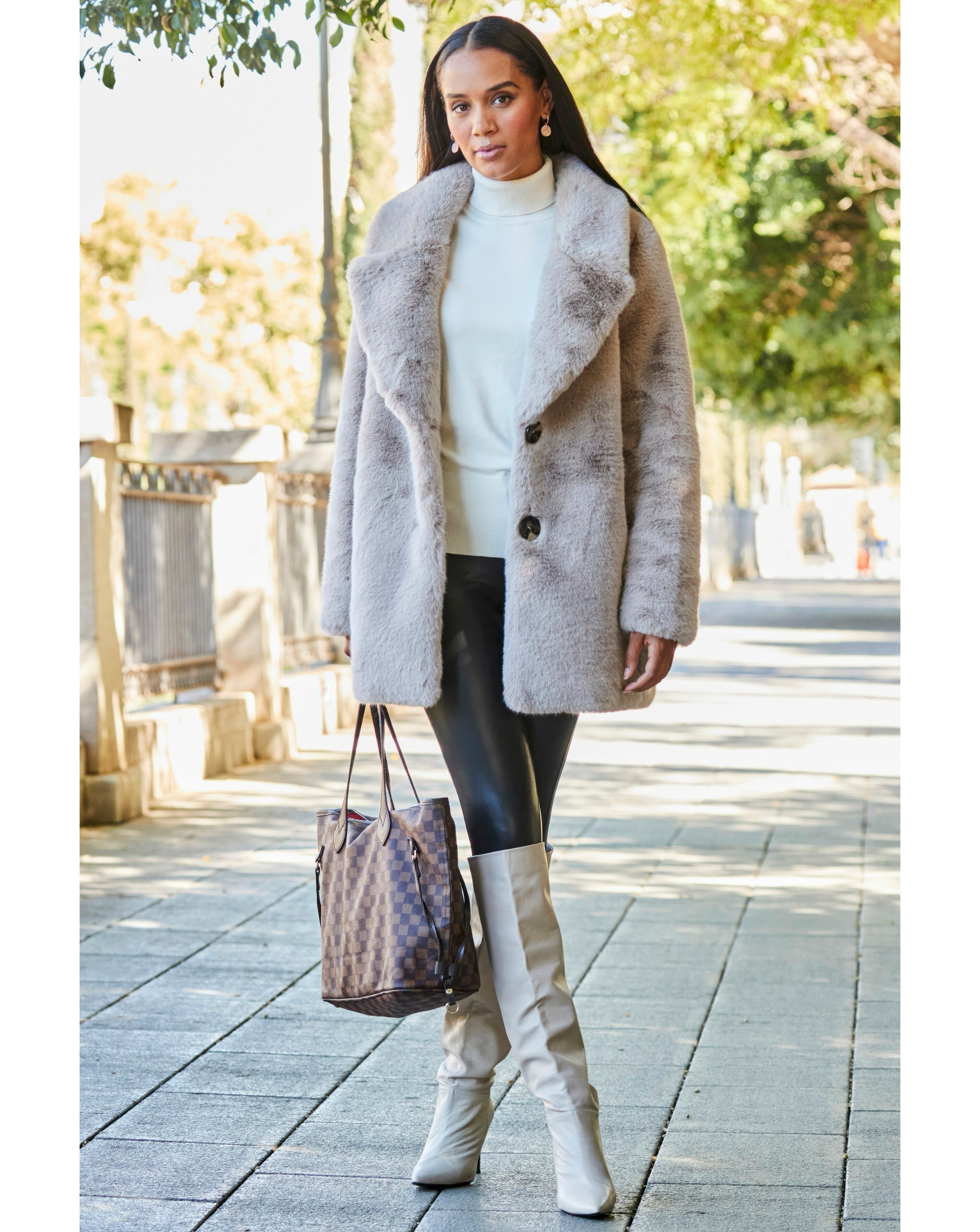 Cream Collarless Shaggy Faux Fur Coat | JD Williams