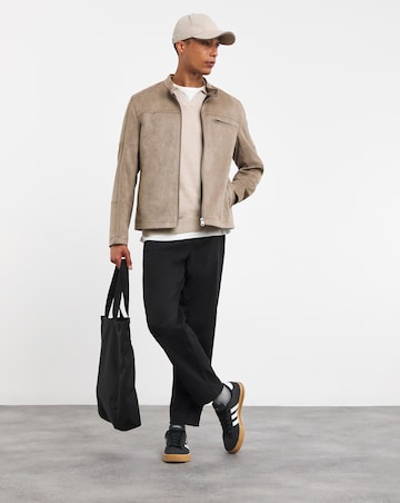 Stone Faux Suede Racer Jacket