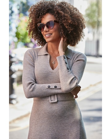 Sosandar Polo Collar Fluid Fit and Flare