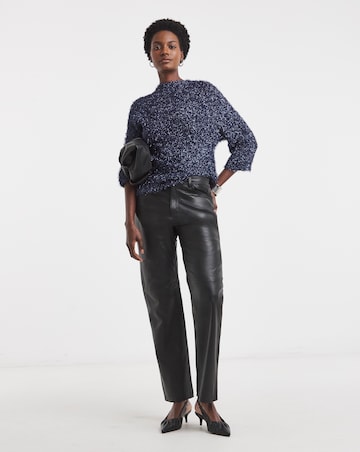 Navy V Neck Tinsel Jumper