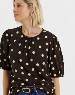 Haut Femme JD Williams Vert Et Noir à Pois – Taille 20 – Neuf Avec étiquette