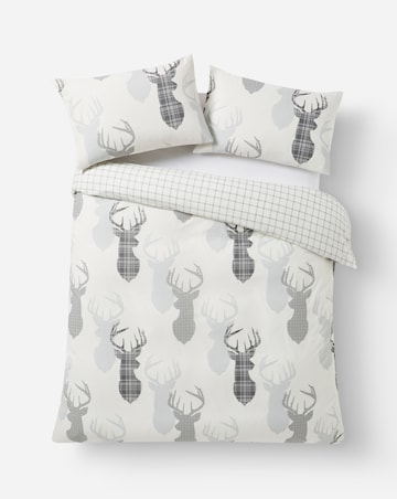 Hirsch Stags Reversible Grey Duvet Cover Set