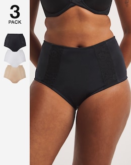 MAGISCULPT (3 Pack) Firm Control Tummy Control Midi Knickers Black/White/Almond