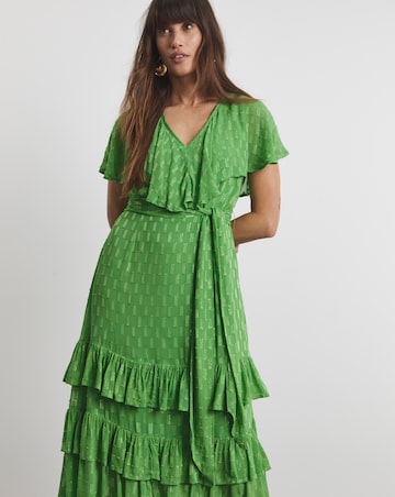 Joanna Hope Green Metallic Dobby Maxi Dress