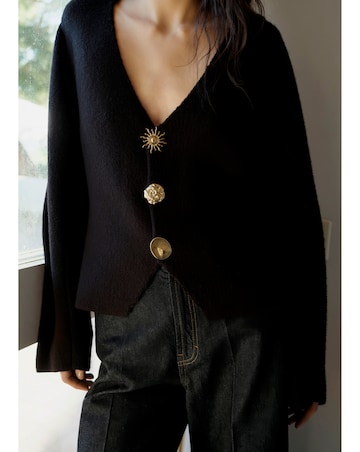 Mango Knitted Jacket with Jewel Buttons