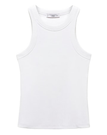 Mango Ribbed Cotton-blend top