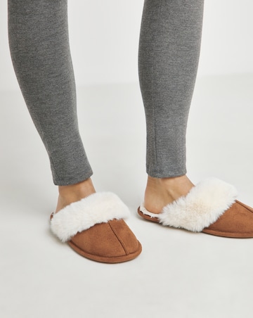 Elyse Faux Fur Mule Slippers - Wide Fit (E)