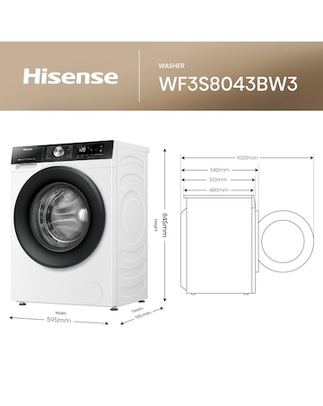 Hisense 3S Series WF3S8043BW WiFi-enabled 8kg 1400 Spin Washing Machine - White