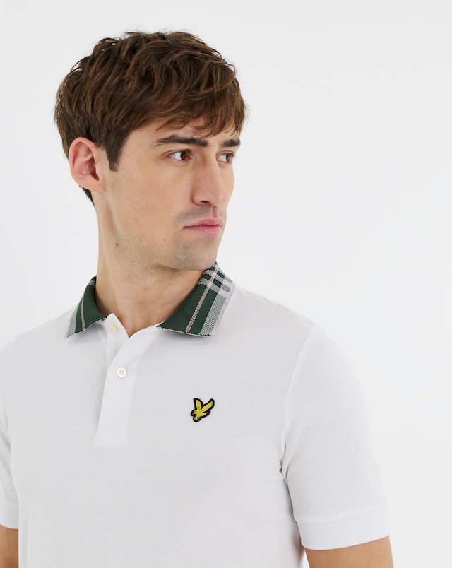 Lyle & Scott Tartan Collar Polo Shirt - White