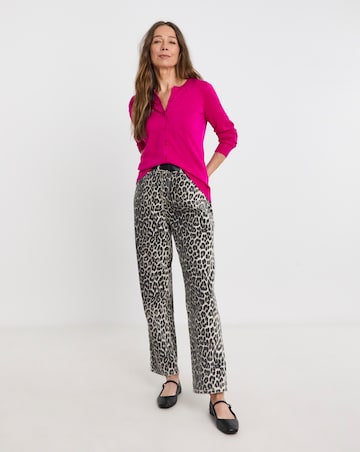 Raspberry Crew Neck Cardigan