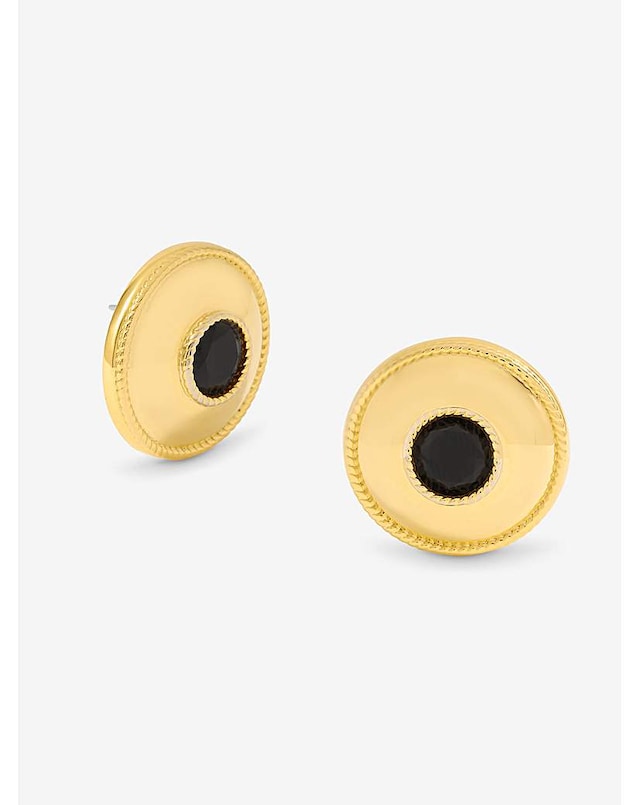 Jon Richard Statement Polished And Jet Round Earrings