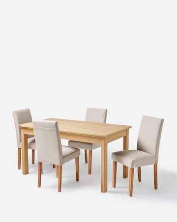 Julipa Ashford Dining Table with 4 Ava Fabric Chairs