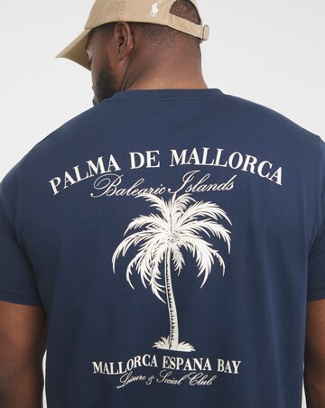 Mallorca Graphic T-shirt Long Length- Navy