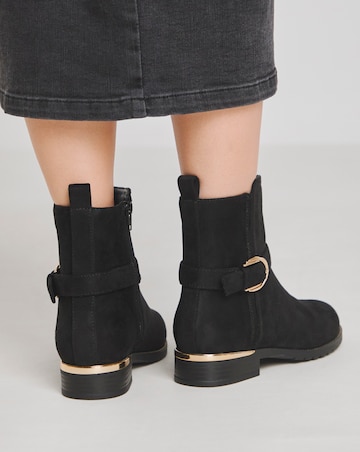 Heavenly Soles Indi Ankle Boots With Buckle Strap - Wide Fit (E)