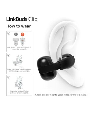 Sony LinkBuds Clip Open-Ear True Wireless Earbuds - Black