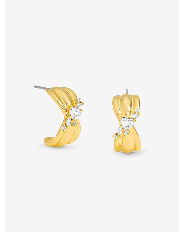 Jon Richard Gold Plated and Crystal Half Hoop Earrings