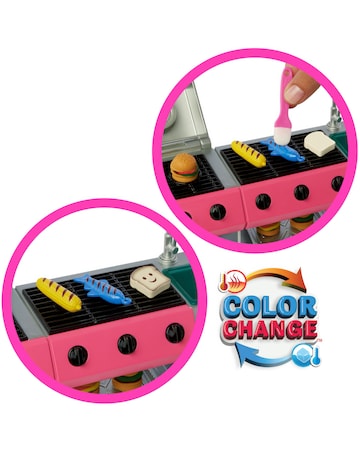 Barbie Dream Camper Playset with Roof Tent, BBQ Grill with Color-Change Feature
