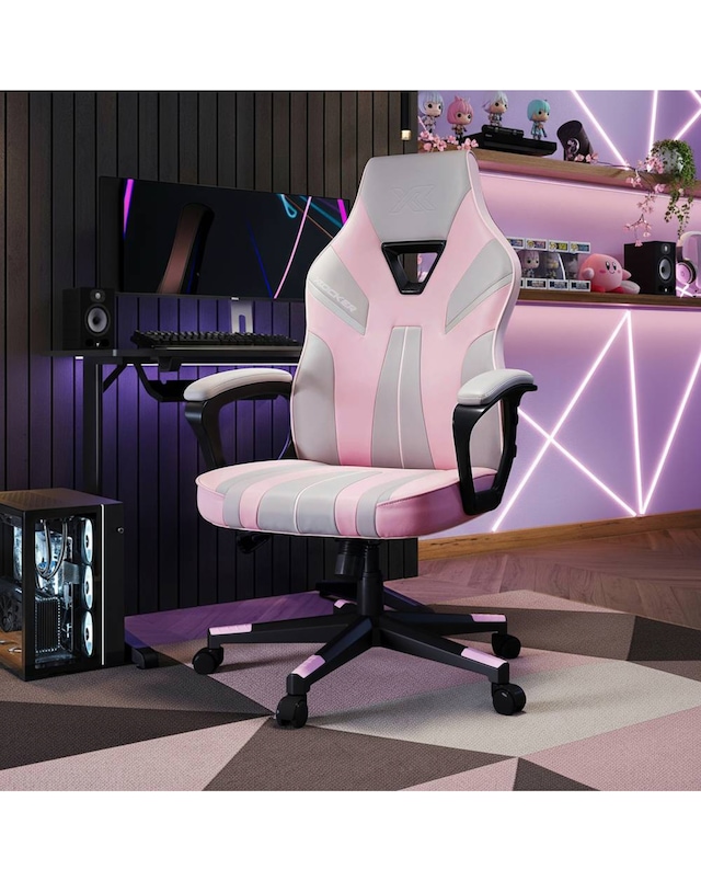 X Rocker Tempest Ergonomic PC Office Gaming Chair - Grey / Pink