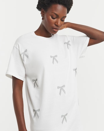 Bow All-Over Embellished T-Shirt