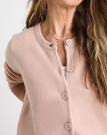 Blush Boxy Crew Neck Cardigan