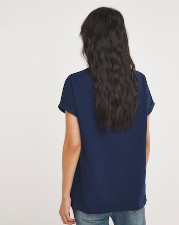 Julipa Pure Cotton V Neck Lace Trim T-Shirt