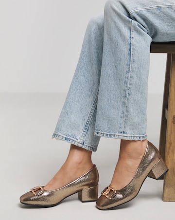 Heavenly Soles April Low Heel Trim Court Shoe - Extra Wide Fit (EEE)