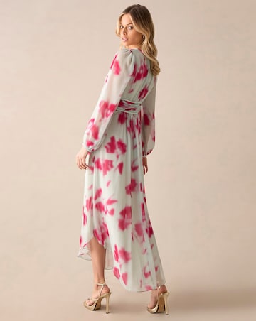 Ro&Zo Smudge Floral Plunge Maxi Dress