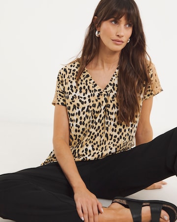 Leopard Longline Trim Top