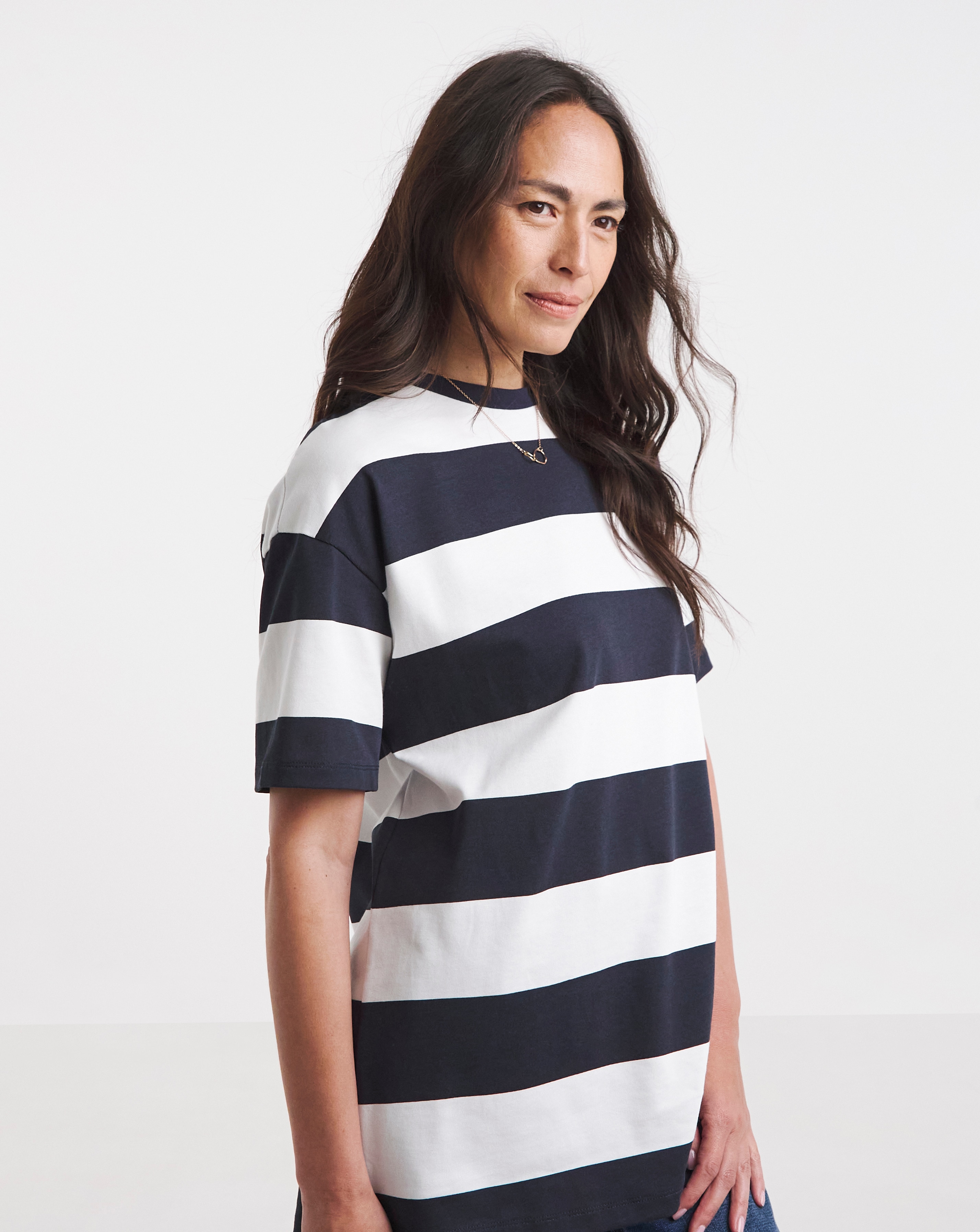 Pure Cotton Short Sleeve Wide Stripe T-Shirt | JD Williams