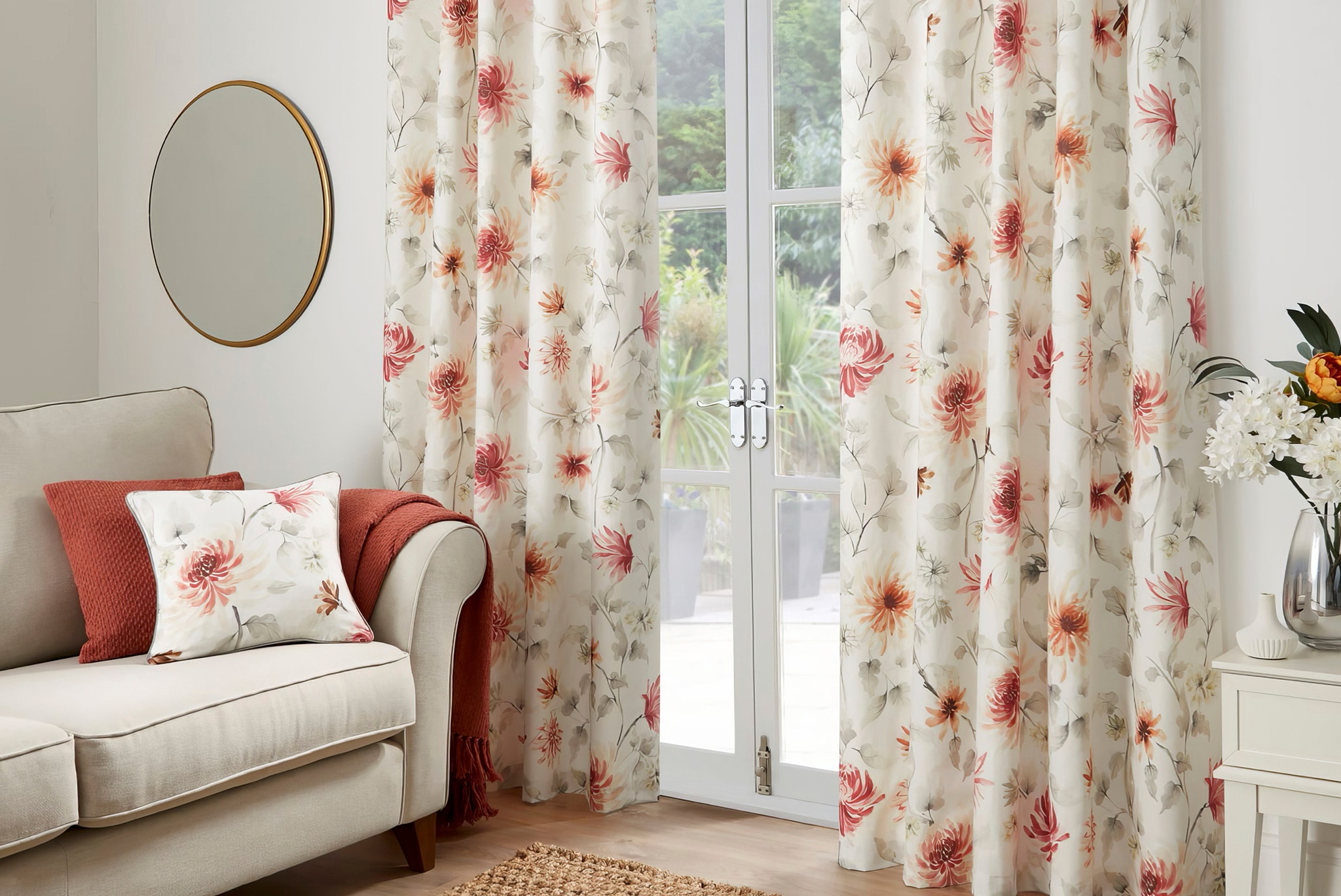 Nadia Floral Eyelet Curtains