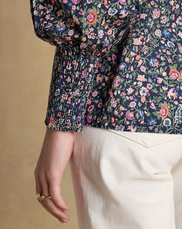 Joules Silvia Frill Neck Smocked Blouse