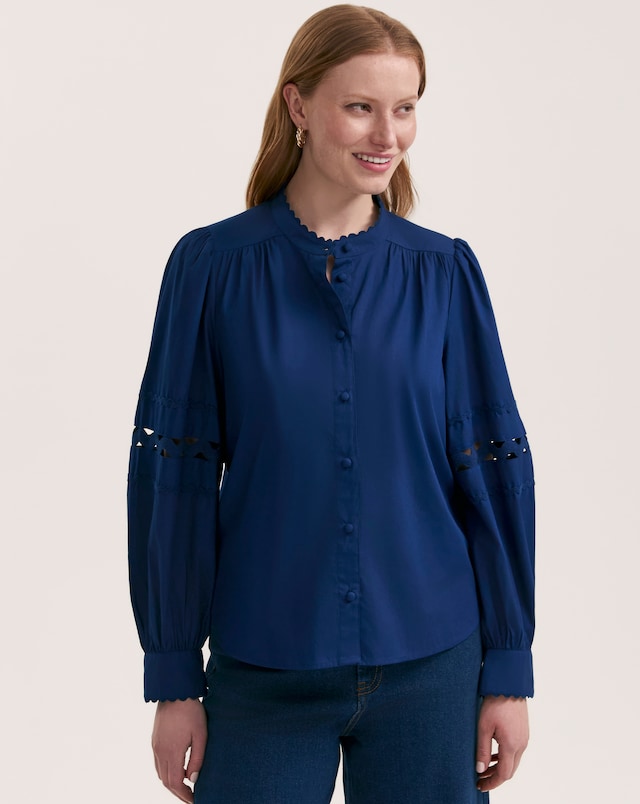 Finery London Balloon Sleeve Cut Out Shirt