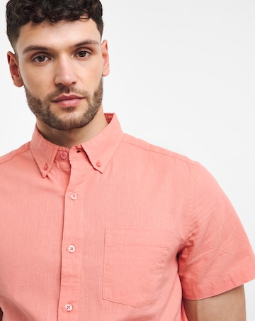Short Sleeve Linen Blend Shirt