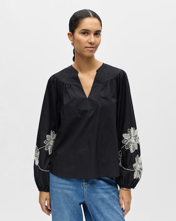OBJECT Long Sleeve Embroidered Top