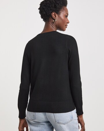 Black Crew Neck Cardigan